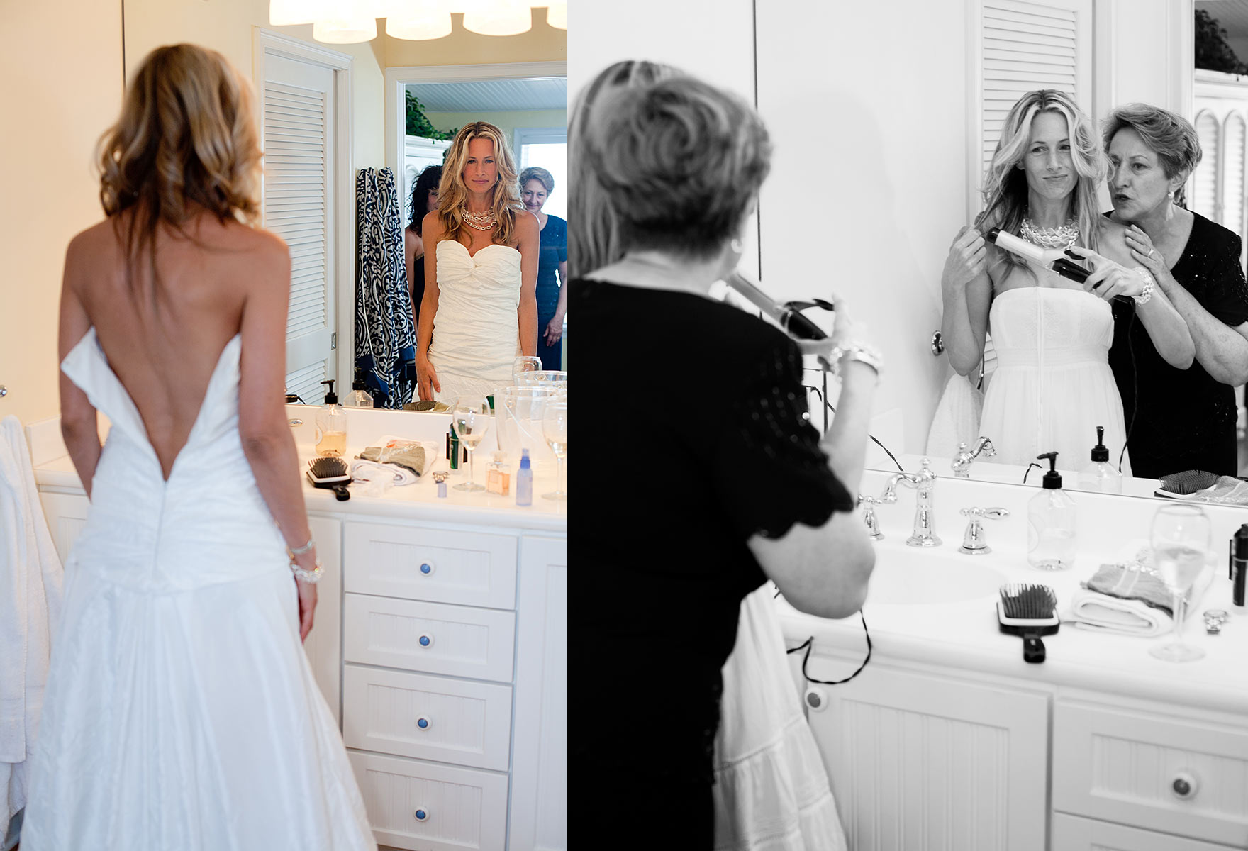Mother and daughter getting ready, destination wedding